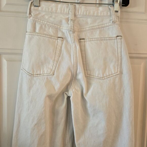 Abercrombie & Fitch Cotton High Rise Wide Leg White Wash Denim Jeans Size 24/00R - Picture 4 of 6